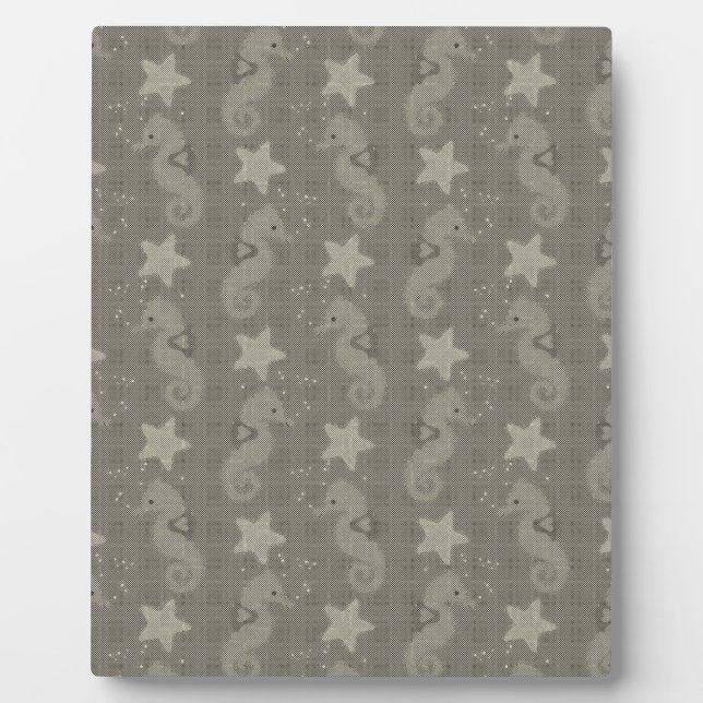 Antique Seahorse And Starfish Pattern Fotoplatte (Vorderseite)