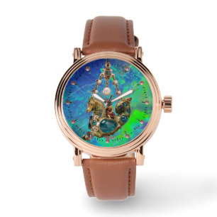 ANTIQUE SEEPFERD JEWEL, BLAUE GRÜNE OPALE WIRKUNG ARMBANDUHR