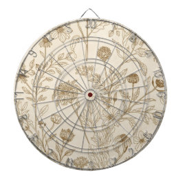 Antique Sepia Botanical Line Art Floral Pattern Dartscheibe