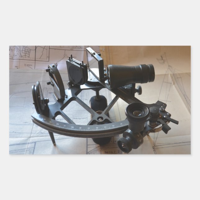 Antique Sextant Rechteckiger Aufkleber (Vorderseite)