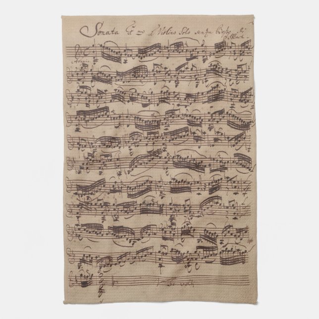 Antique Sheet Music Bach Manuscript Geschirrtuch (Vertikal)