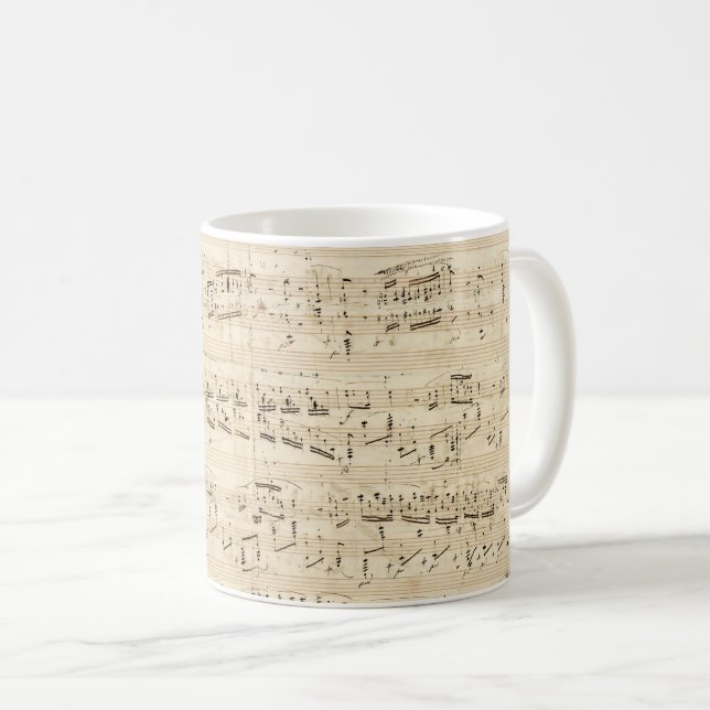 Antique Sheet Music Chopin Manuscript Kaffeetasse (VorderseiteRechts)