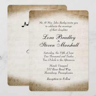 Antique Sheet Music Theme Wedding Einladung