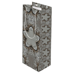 Antique Silver Grau Weihnachtsstern Chic Weinbeute Geschenktüte Für Weinflaschen