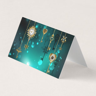 Antique Skeleton Keys on Green Background