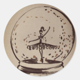 Antique Snow Globe Ballerina Runder Aufkleber