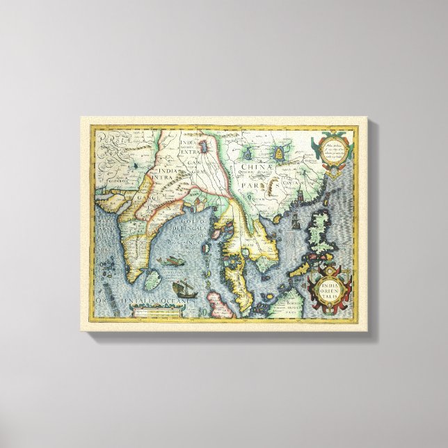 Antique Southeast Asian Map von Mercator / Hondius Leinwanddruck (Vorderseite)