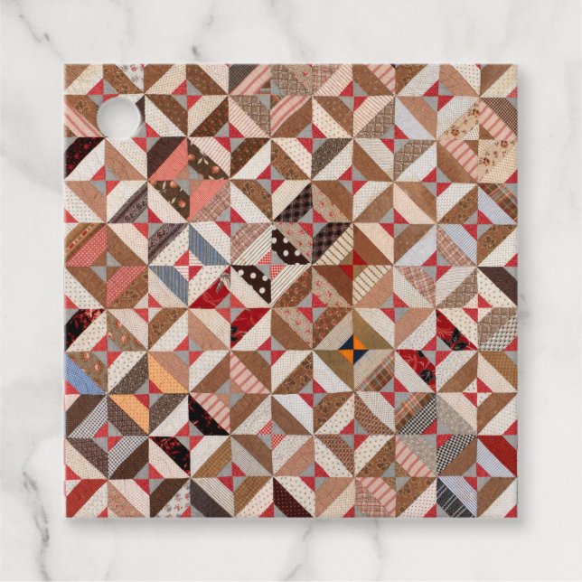 Antique Spool Pattern Patchwork Quilt Bevorzugung  Geschenkanhänger (Vorderseite)