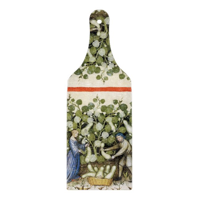 ANTIQUE SQUASH HARVEST Floral Mittelalterliches Mi Schneidebrett (Vorderseite)