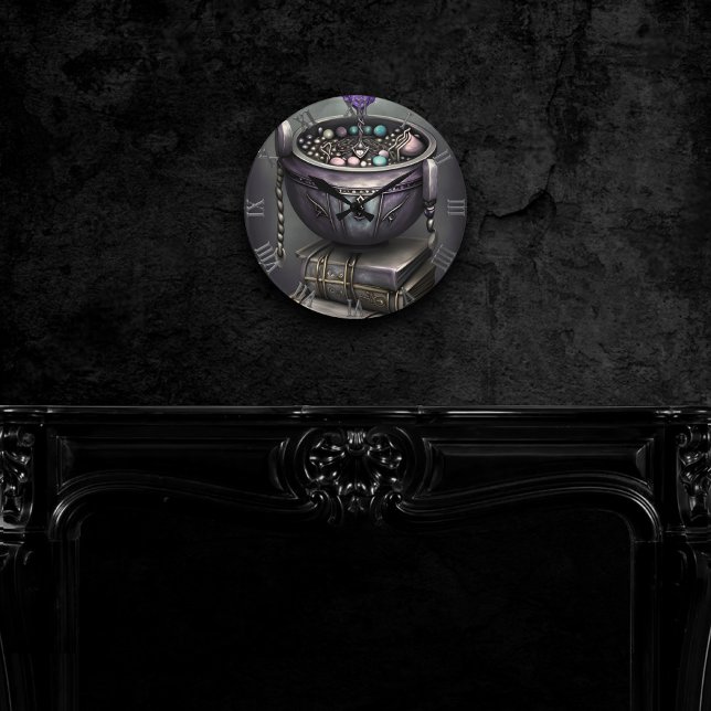 Antique Steampunk Cauldron | Zauberbücher Runde Wanduhr (Von Creator hochgeladen)