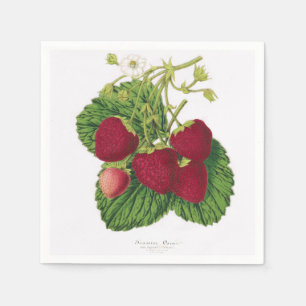 Antique Strawberry Print Napkin Serviette