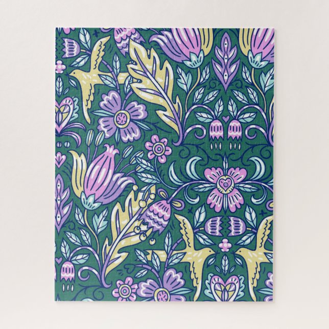 Antique Style Flowers and Birds Pattern (Vertikal)