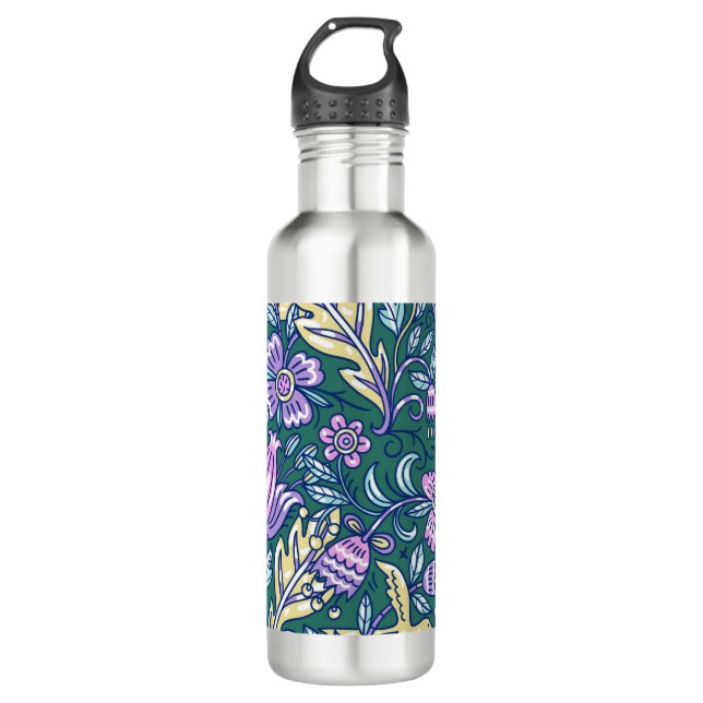 Antique Style Flowers and Birds Pattern Edelstahlflasche (Vorderseite)