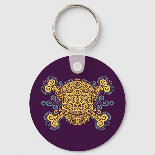 Antique Sugar Skull Schlüsselanhänger (Vorderseite)