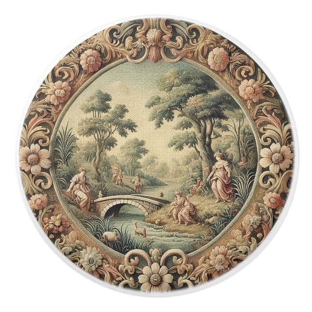 Antique Tapestry Design Dark Academia Keramikknauf (Vorderseite)