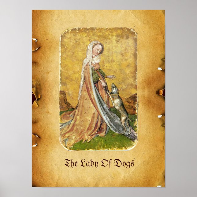 Antique Tarots / Deutsche Hof Cards / Dame of Hogs Poster (Vorne)