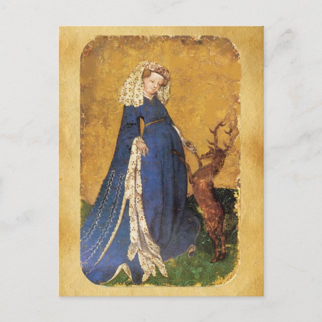 Antique Tarots / German Court Cards / Lady of Hart Postkarte (Vorderseite)