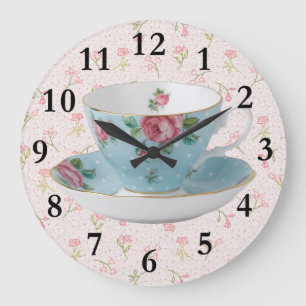 ANTIQUE TEE CUP & SAUCER CLOCK GROßE WANDUHR