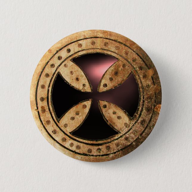 ANTIQUE TEMPLAR CROSS Black Onyx Gem Button (Vorderseite)