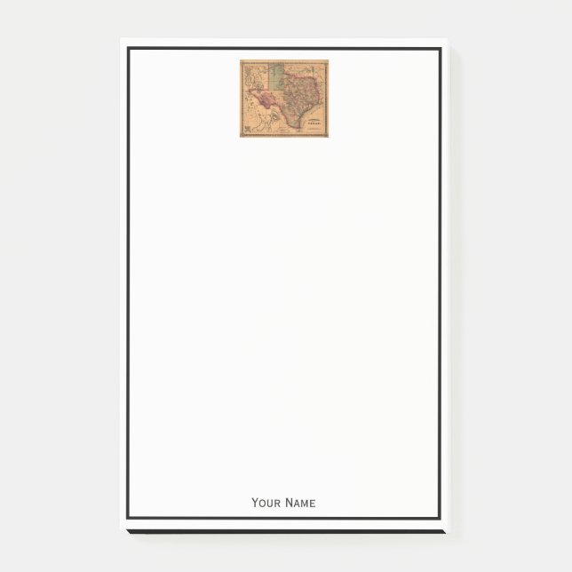 Antique Texas Karte #1 Post-it Klebezettel (Vorderseite)