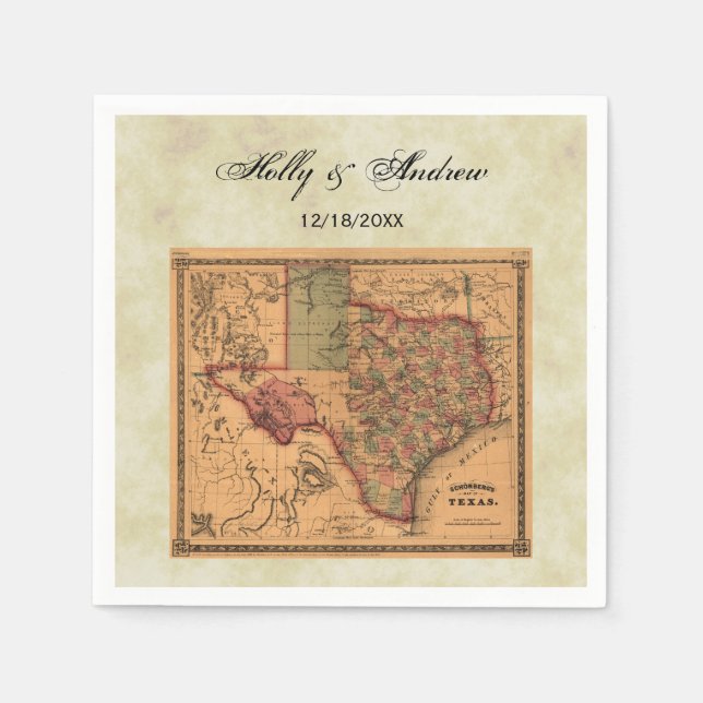 * Antique Texas Map #1, Distressed BG #3 Serviette (Vorderseite)