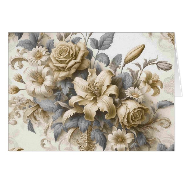 Antique Tinge Golden Floral Perfektion (Vorderseite (Horizontal))