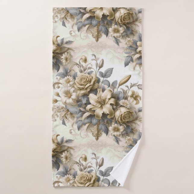 Antique Tinge Yellow Floral Perfektion Badehandtuch (Badehandtuch)