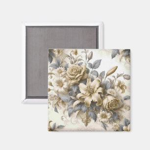 Antique Tinge Yellow Floral Perfektion Magnet