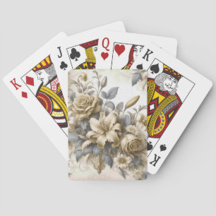 Antique Tinge Yellow Floral Perfektion Spielkarten