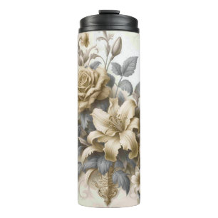 Antique Tinge Yellow Floral Perfektion Thermosbecher
