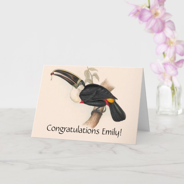 Antique Toucan Bird Wildlife Painting Karte (Orchidee)