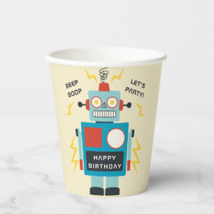 Antique Toy Robot Birthday Pappbecher