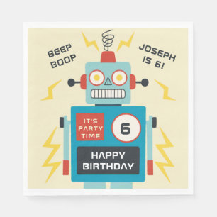 Antique Toy Robot Birthday Serviette