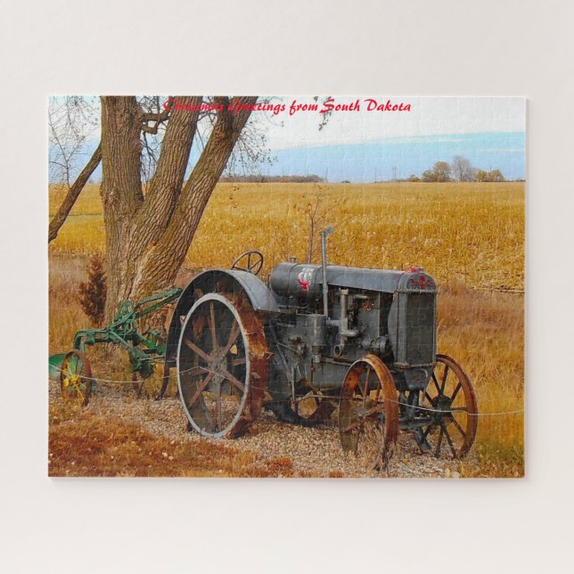 Antique Tractor South Dakota. Weihnachtsgrüße (Horizontal)
