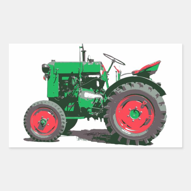 ANTIQUE TRAKTOR RECHTECKIGER AUFKLEBER (Vorderseite)