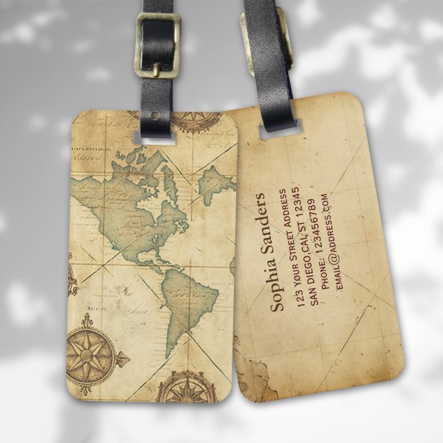 Antique Traveler Map Gepäckanhänger (Von Creator hochgeladen)