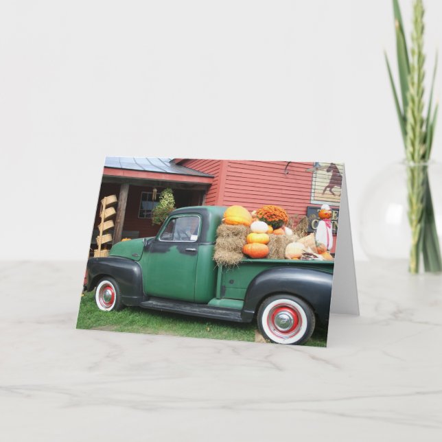 Antique Truck with fall harvest Karte (Vorderseite)
