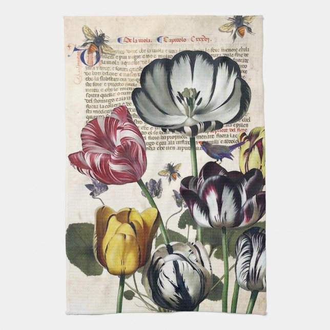 Antique Tulips Küche Geschirrtuch (Vertikal)
