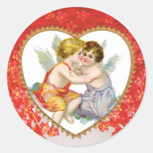 Antique Valentine Angel(Cupid) Herz Runder Aufkleber
