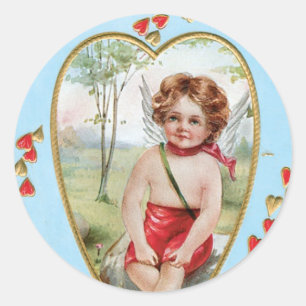 Antique Valentine Angel(Cupid) Herz Runder Aufkleber