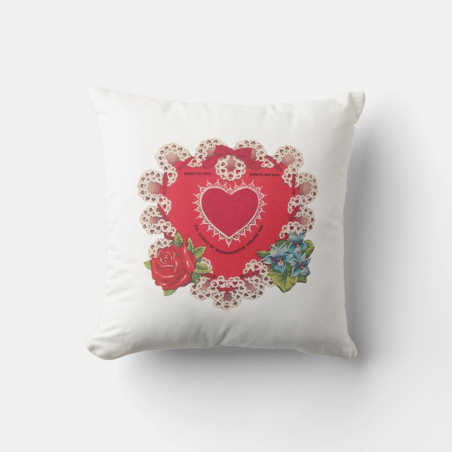 Antique Valentine Blume Herzstück Kissen (Vorderseite)