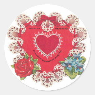 Antique Valentine Blume Herzstück Runder Aufkleber