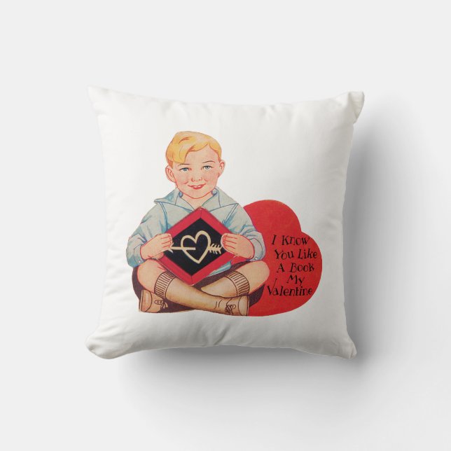 Antique Valentine Boy Heart Kissen (Vorderseite)