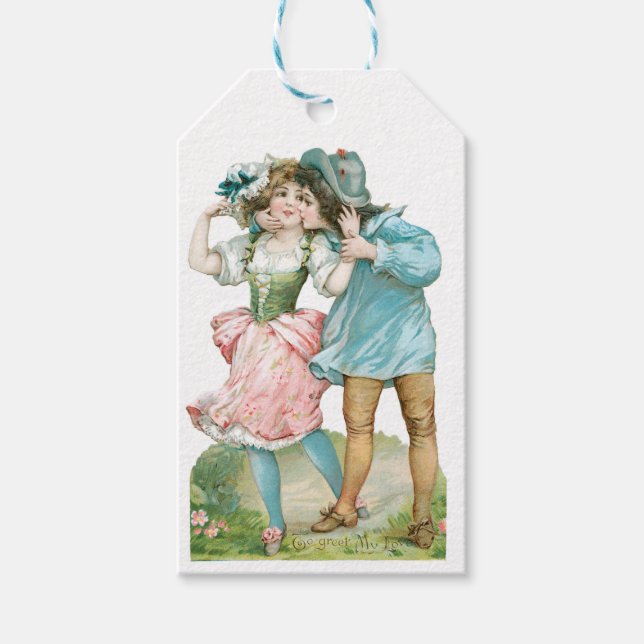 Antique Valentine Couple Geschenkanhänger (Vorderseite)