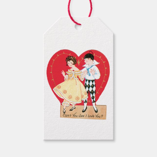 Antique Valentine Couple Herzstück Geschenkanhänger (Vorderseite)