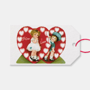 Antique Valentine Couple Herzstück Geschenkanhänger