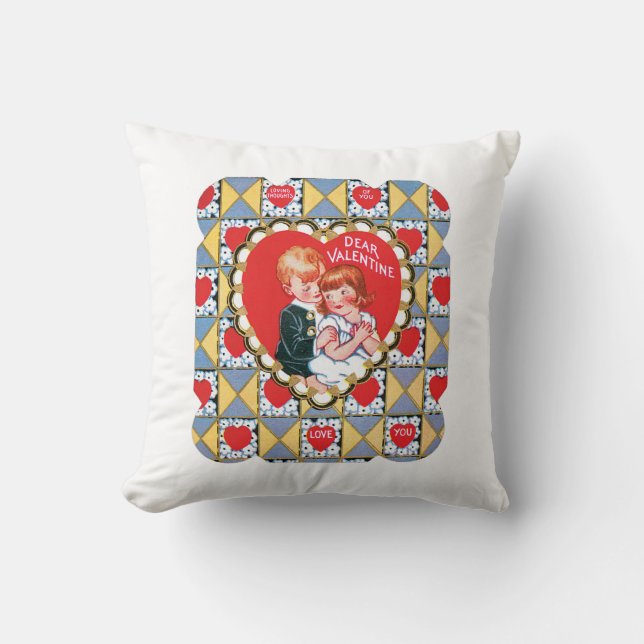 Antique Valentine Couple Herzstück Kissen (Vorderseite)