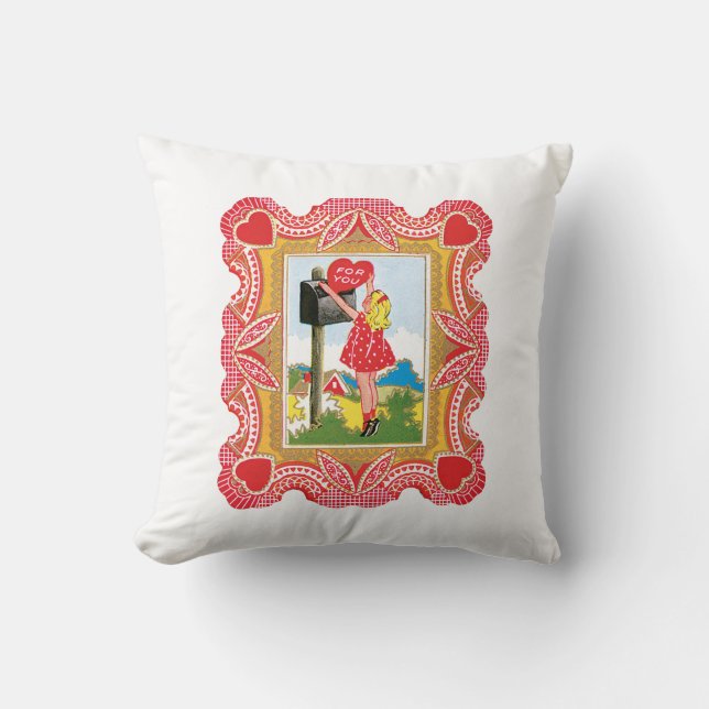 Antique Valentine Girl Kissen (Vorderseite)