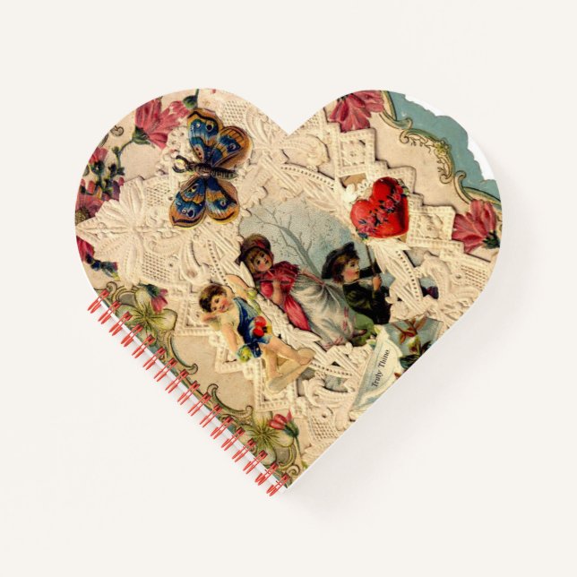 ANTIQUE VALENTINE LACE, CUPID, LIEBER UND SCHALTFL NOTIZBUCH (Vorderseite)