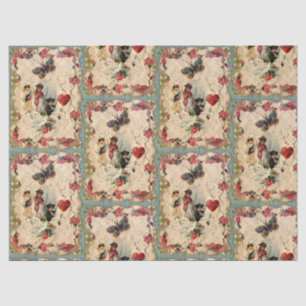 ANTIQUE VALENTINE LACE, CUPID, LIEBER UND SCHALTFL SEIDENPAPIER